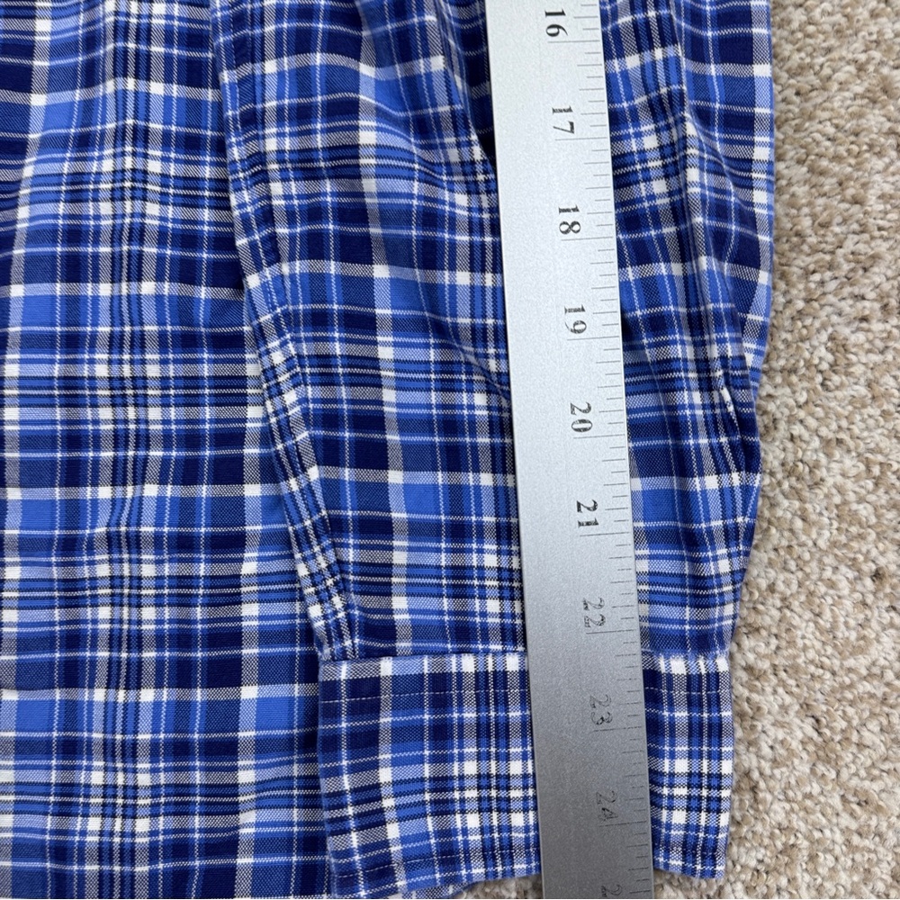Ralph Lauren Button Down Shirt Men’s Size M Blue White Plaid Flesh Pony - Picture 11 of 16